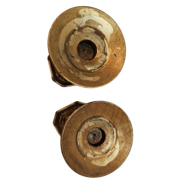 Taper Candle Holders Set Of 2 Axicon World Imports Brass-Look Candle Holders Wit - Picture 4 of 8